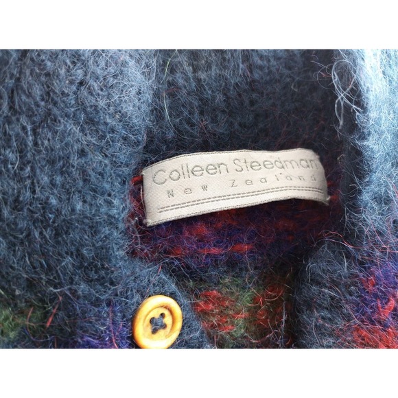 Colleen Steedman Mohair Cardigan Blue Red Bottom Collar Boys ?4T Sweater - Picture 6 of 8